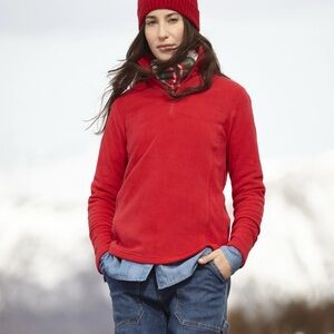 Lands' End Women's Vibrant Red Fleece Sweater